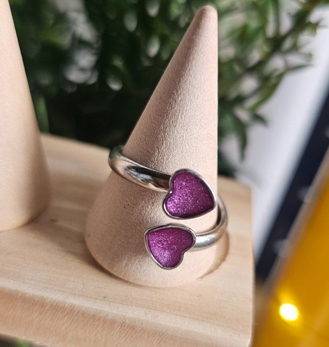 Bague double coeur